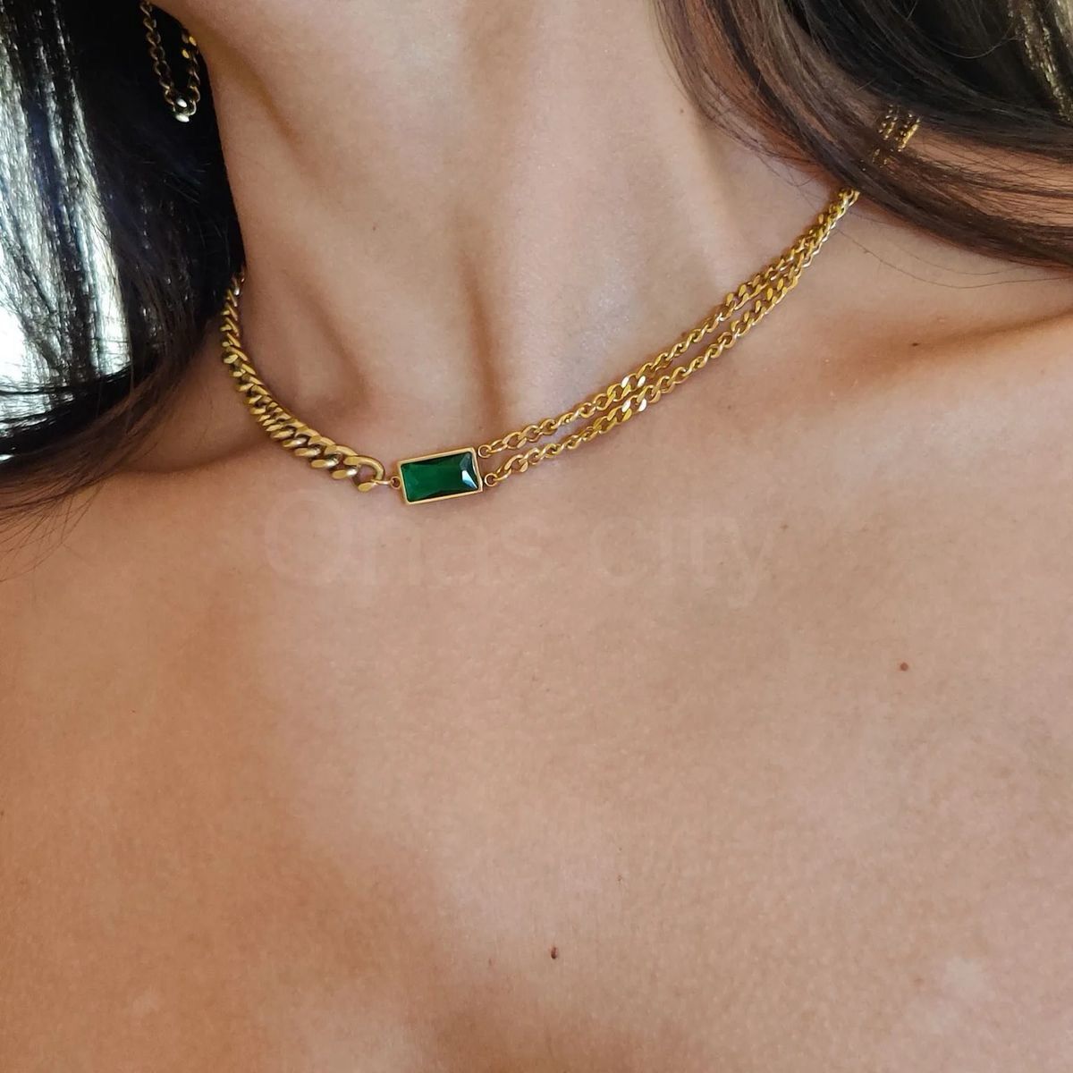 Emerald crystal necklace