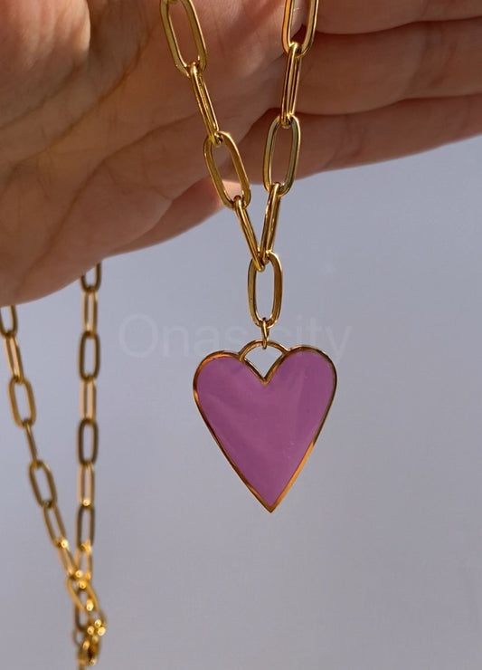 pink heart necklace